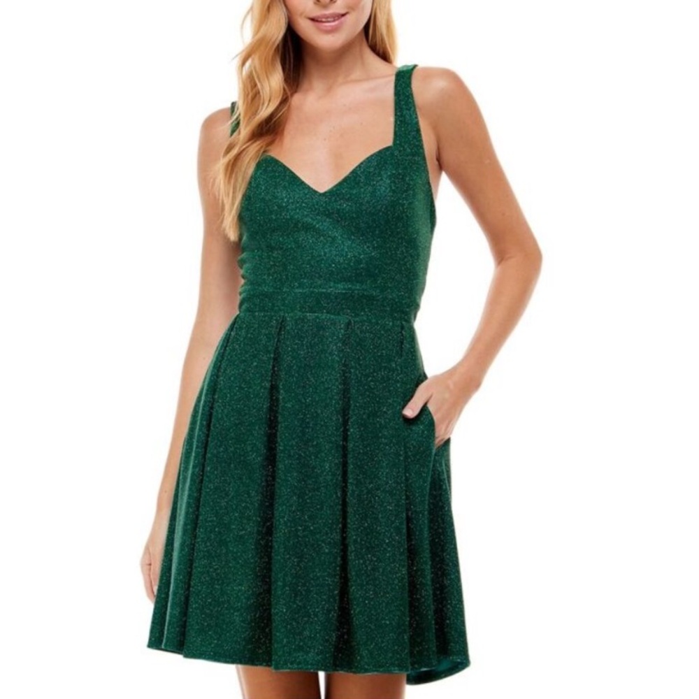 CRYSTAL DOLL Cage-back Glitter Dress
